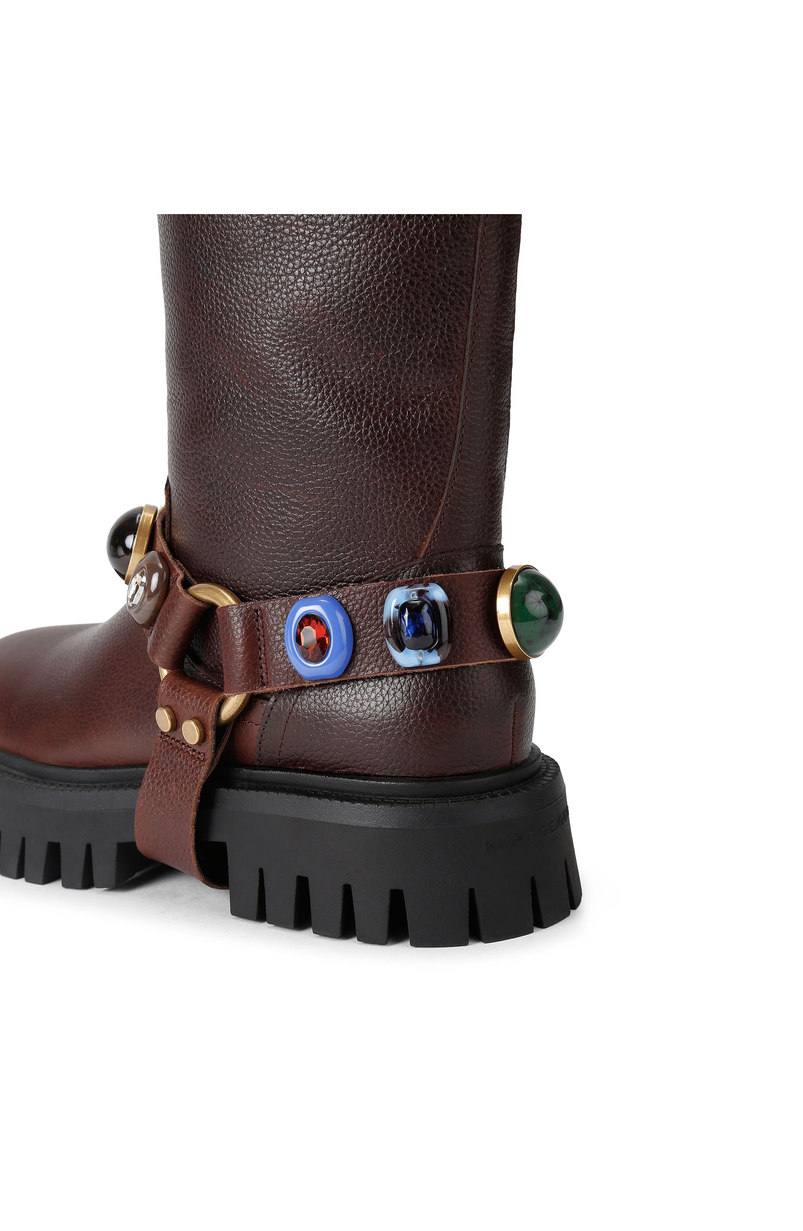 Loulou Harness Biker Boot, Alternate, color, BROWN