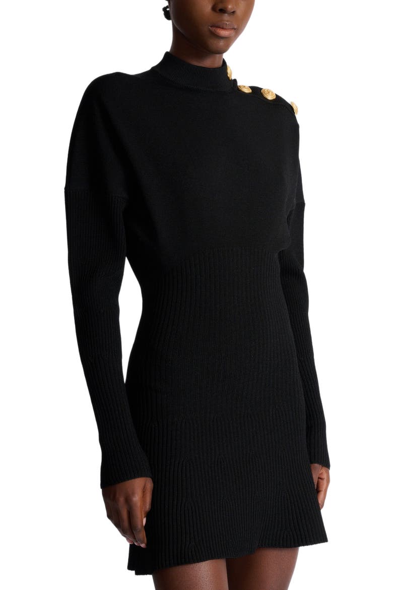 Flared knit short dress, Alternate, color, black
