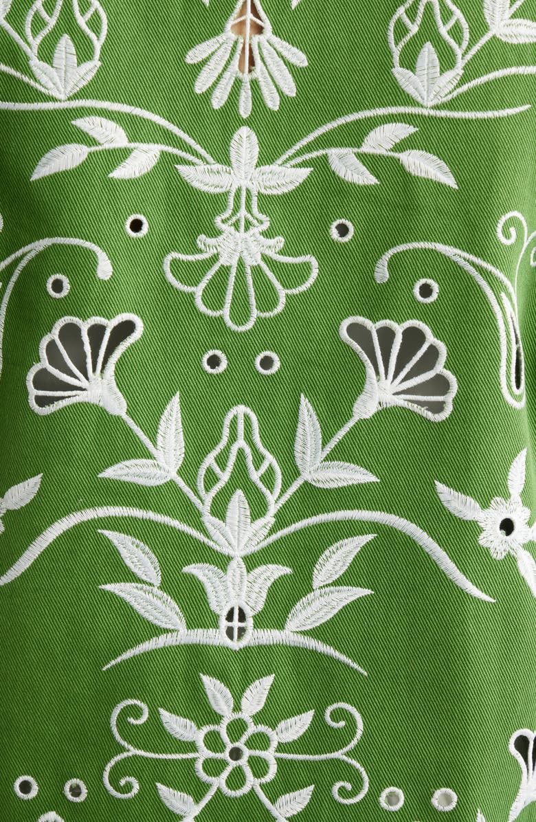 Elie Tahari The Marianna Cotton Eyelet Jacket, Alternate, color, Green / Sky White