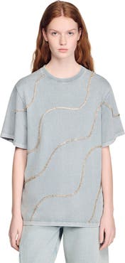 SANDRO Rhinestone T-shirt