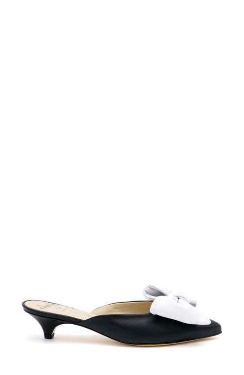 Amalfi By Rangoni Antica Pointed Toe Kitten Heel Mule In Black/white Parm Bow