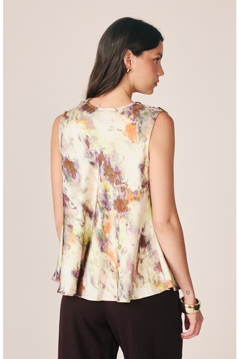 Watercolor Print Satin Blouse, Alternate, color, Multimauve
