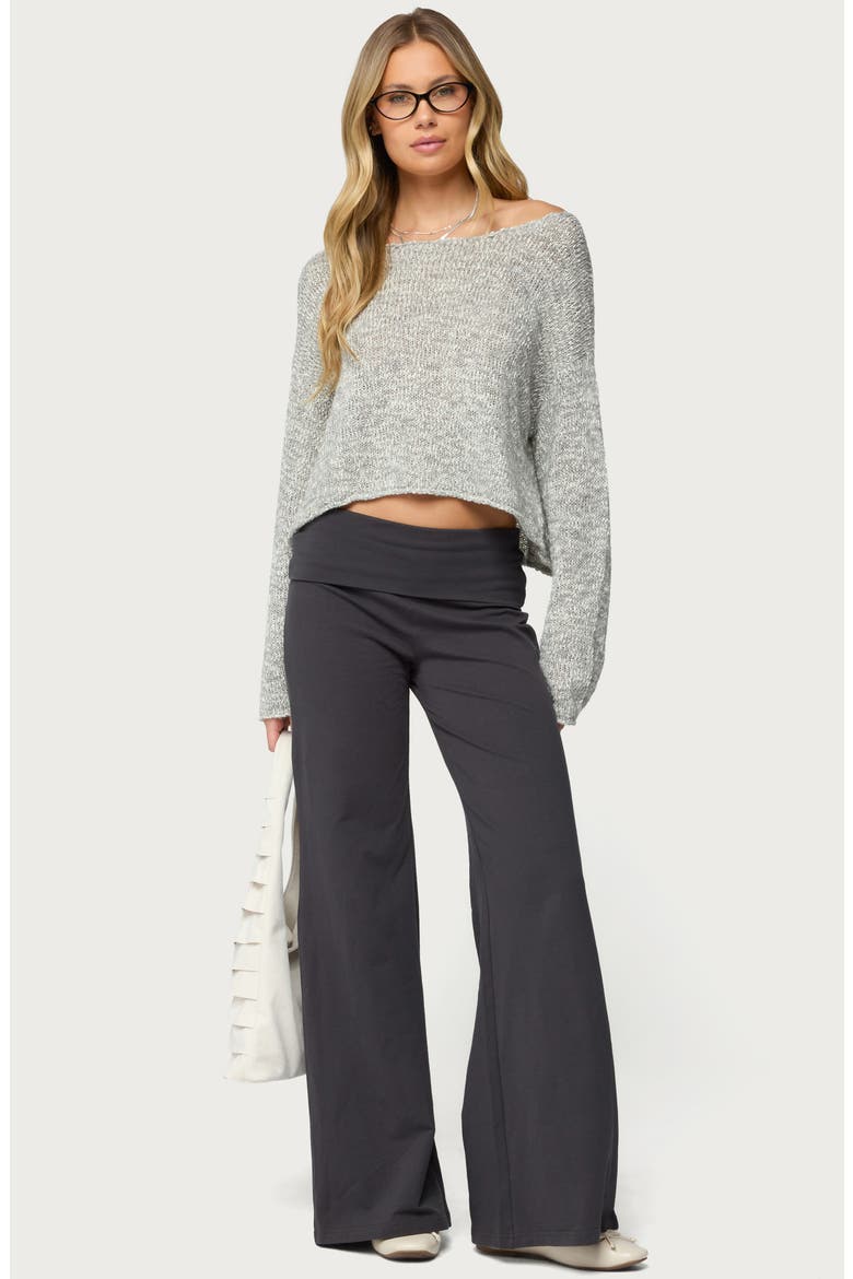 Wide Leg Foldover Pants, Alternate, color, DARK-GRAY