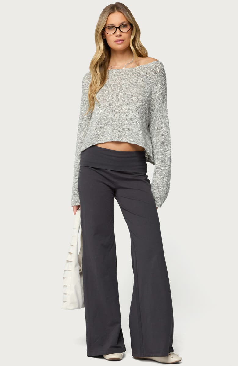 EDIKTED Wide Leg Foldover Pants, Alternate, color, 