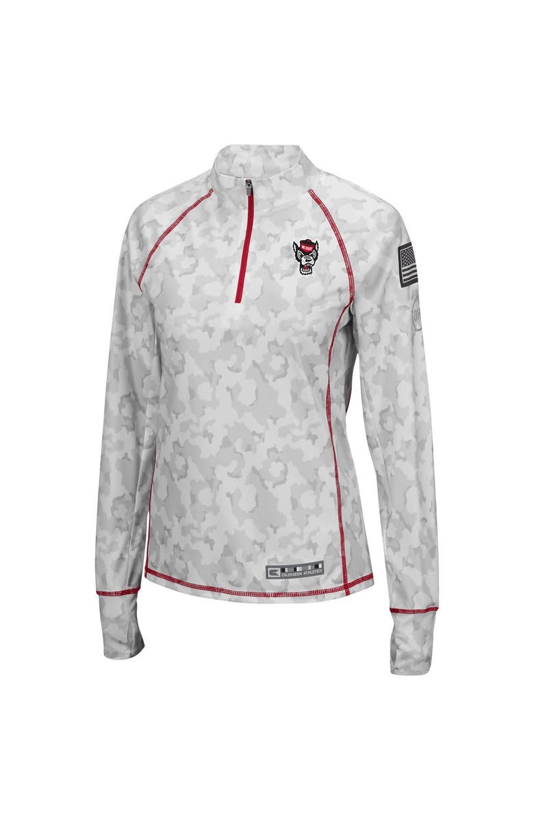 COLOSSEUM Women's Colosseum Camo NC State Wolfpack OHT Military Appreciation Officer Arctic Lightweight Quarter-Zip Top, Alternate, color,