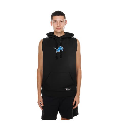 Men's New Era  Black Detroit Lions Combine Sleeveless Hoodie