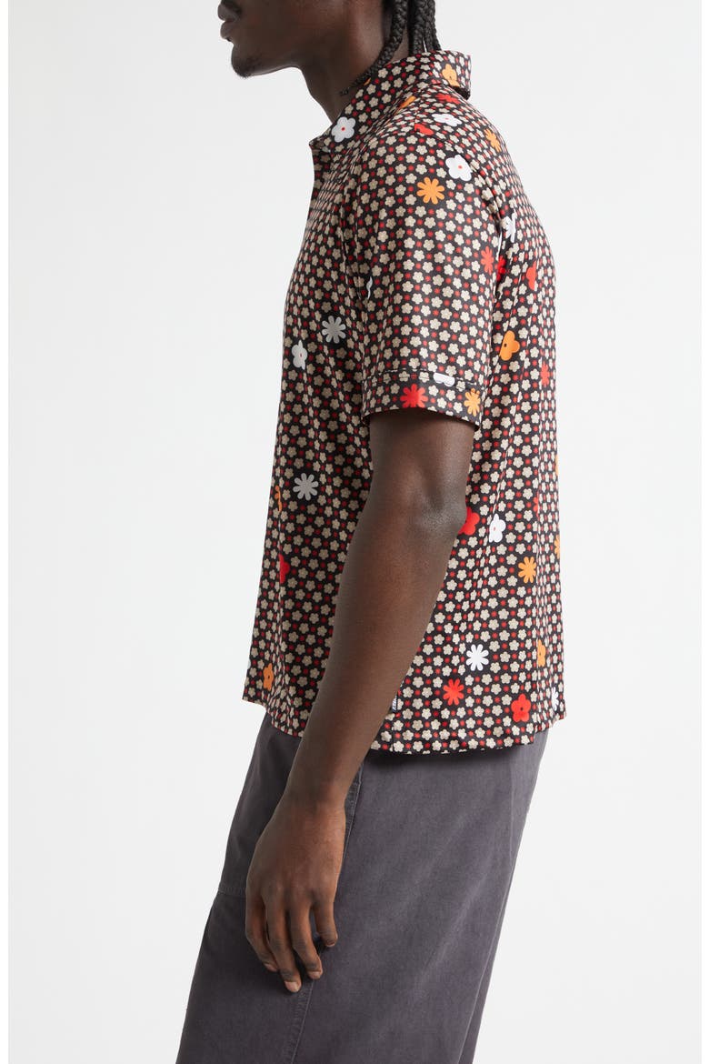 Floral Polo, Alternate, color, BLACK/ RED