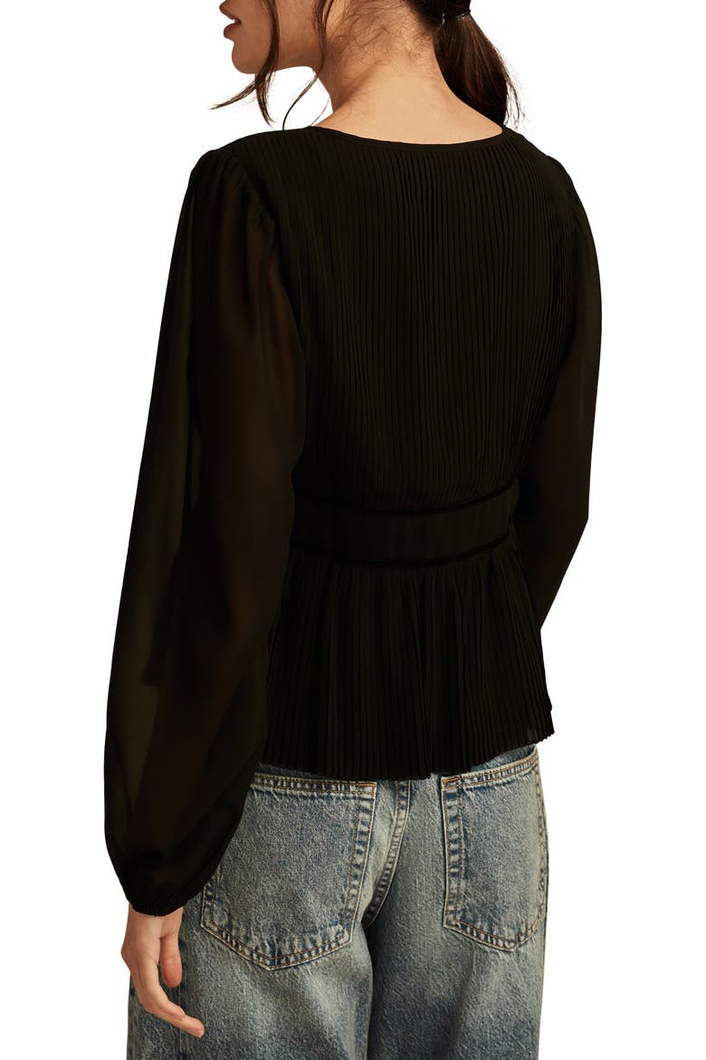Pleated Peplum Top, Alternate, color, CAVIAR