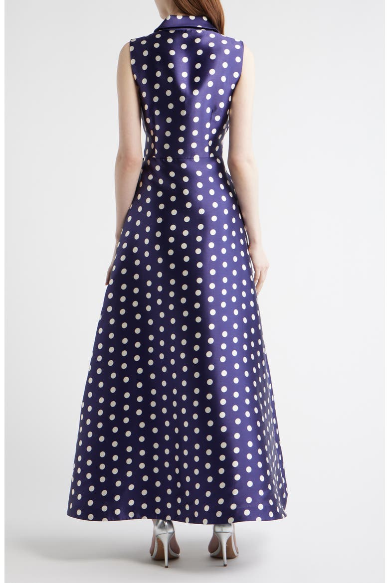 Dot Sleeveless Gown, Alternate, color, NAVY MULTI