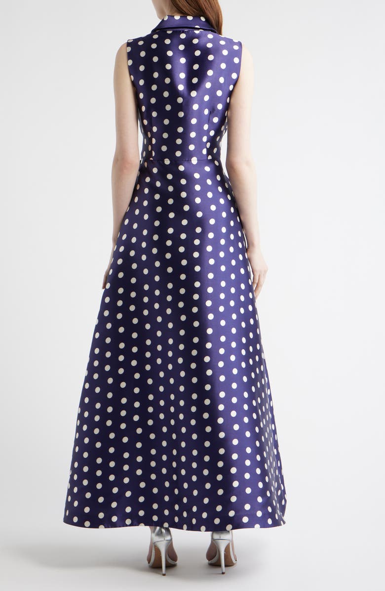 Julia Jordan Dot Sleeveless Gown, Alternate, color, Navy Multi