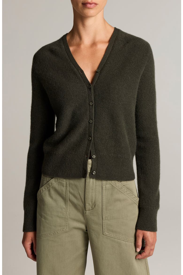 Boiled Cashmere V-Neck Cardigan, Main, color, DARK MOSS
