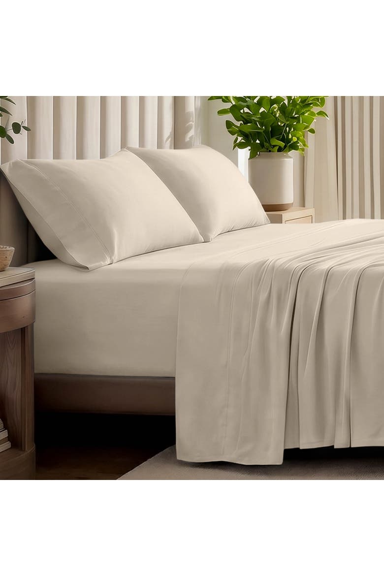 Organic Cotton Jersey Sheet Set - Split King, Alternate, color, Sand