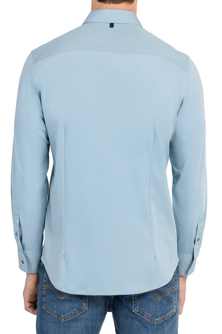 Hudson Reworked Slim Fit Solid Cotton Button-Up Shirt, Alternate, color, BLUE