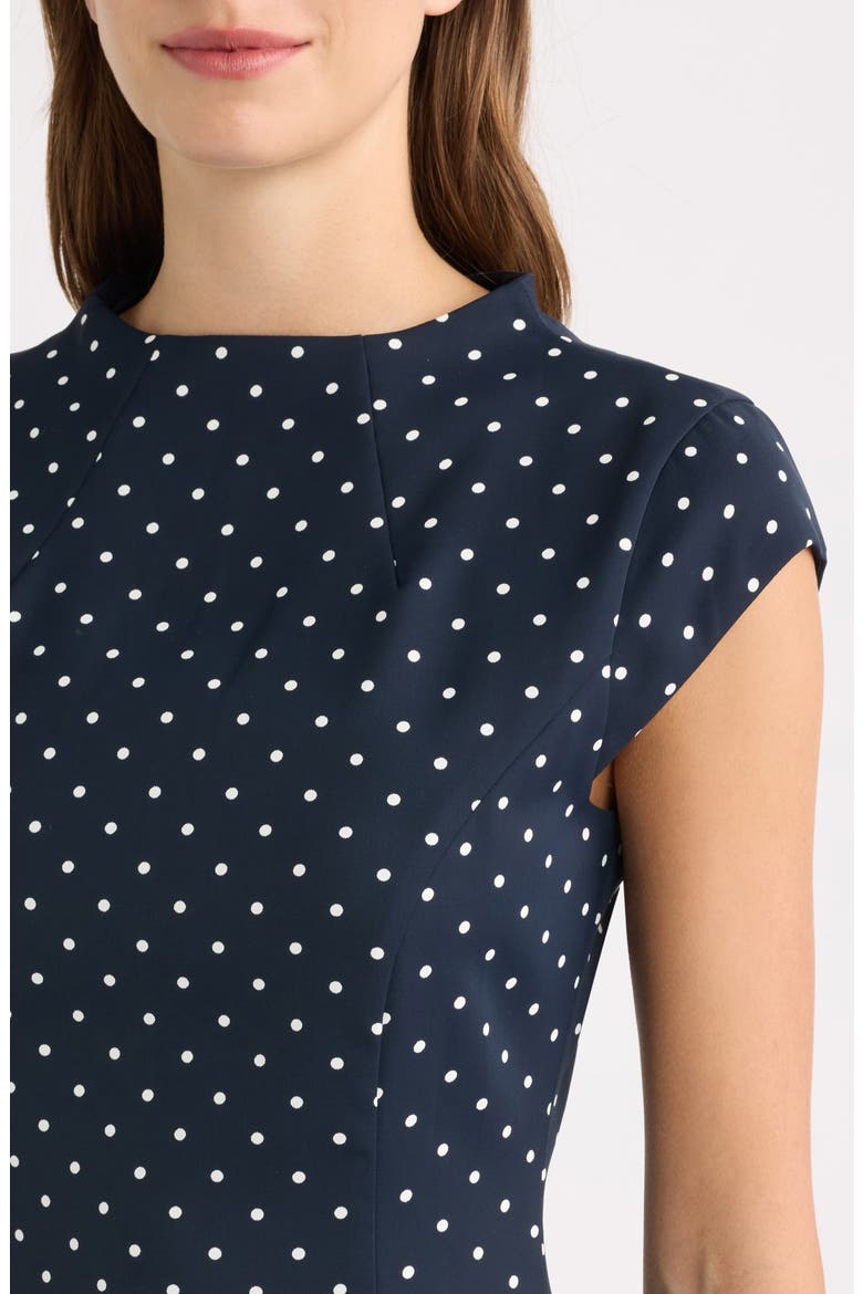 Dot Flare Minidress, Alternate, color, NAVY POLKA DOT