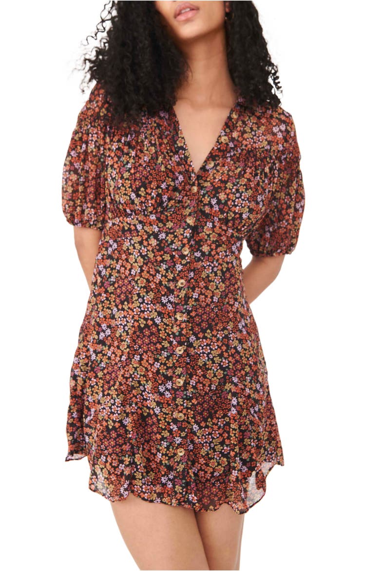 Bonnie Floral Print Minidress, Alternate, color, DUSK COMBO