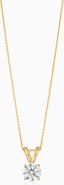 Oradina 14K Solid Gold Luminous 1.5 Carat Lab Diamond Solitaire Necklace