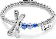 UNODE50 Elastic bracelet with sterling silver plated dragonfly with blue crystals