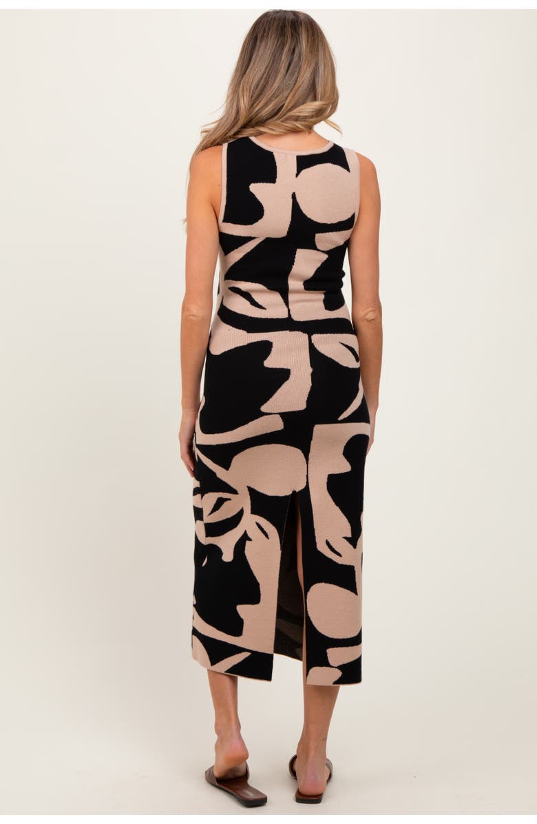 PinkBlush Abstract Print Knit Sleeveless Midi Dress, Alternate, color, Black