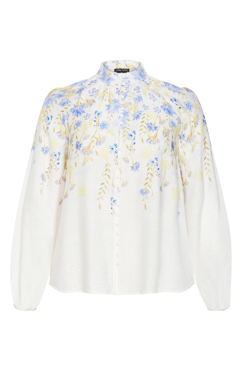 City Chic Lilliana Satin Shirt, Alternate, color, Meadow Ivory