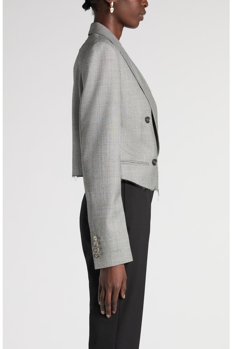 Crop Double Breasted Wool Blazer, Alternate, color, BLACK/IVORY
