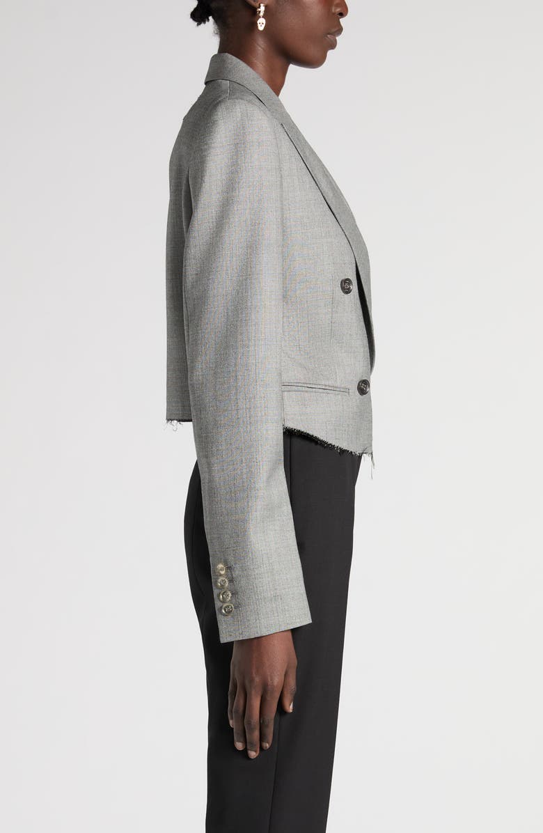 McQueen Crop Double Breasted Wool Blazer, Alternate, color, Black/Ivory