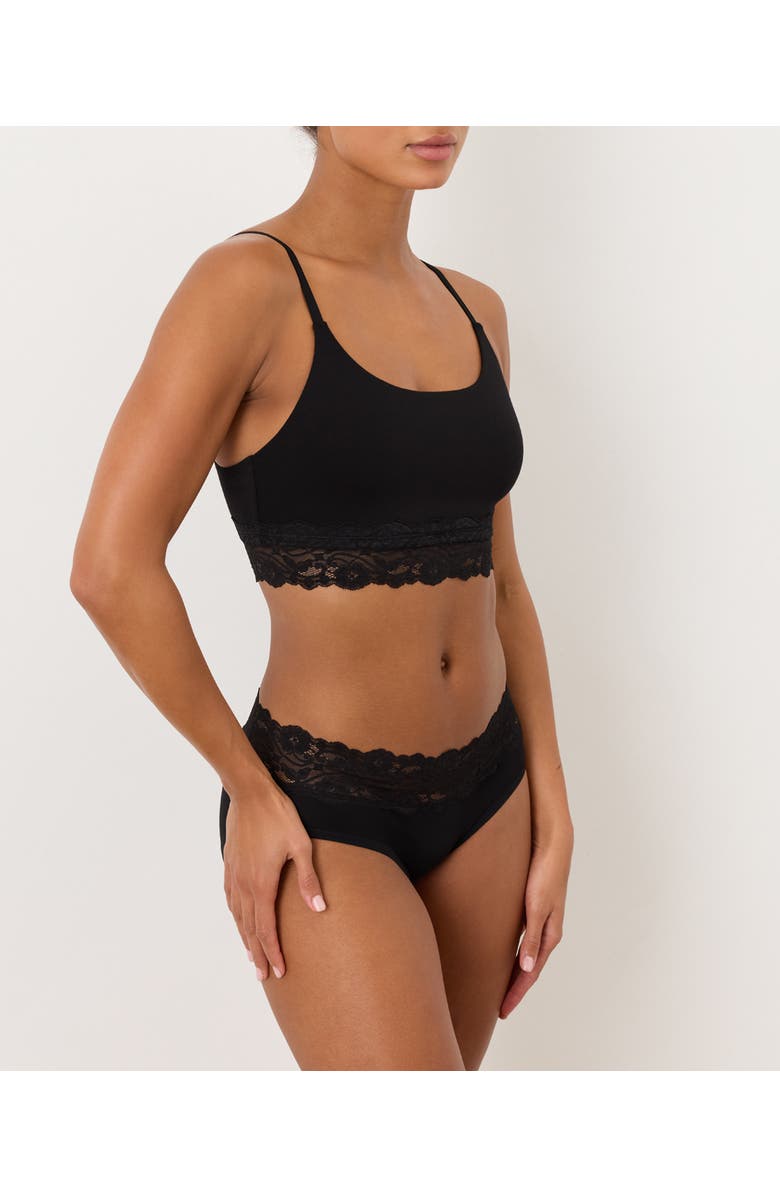 Pact Organic Cotton Lace Modern Scoop Bralette, Alternate, color, Black