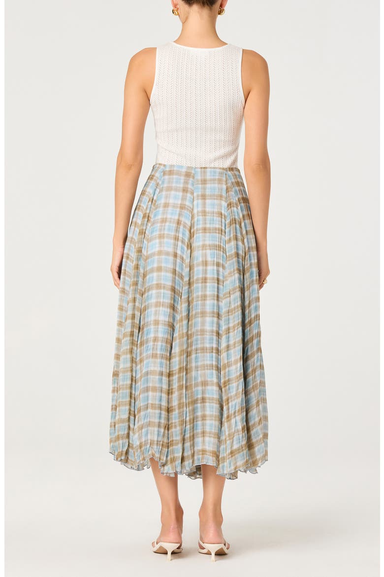 Fiori Plaid Skirt, Alternate, color, BLUE BROWN PLAID
