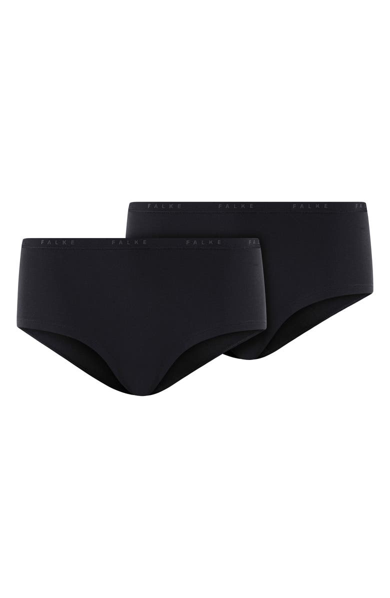 Falke Daily Comfort 2-Pack Stretch Cotton Hipster Briefs, Alternate, color, Black