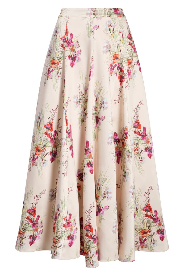 Hilda Bouquet Godet Skirt, Alternate, color, OATMILK MULTI
