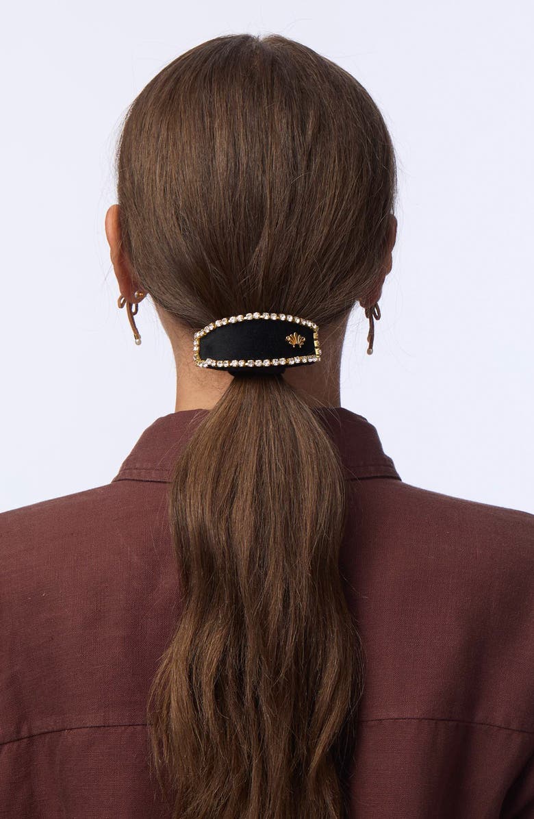 Lele Sadoughi Genie Crystal Edge Hair Tie, Alternate, color, Jet