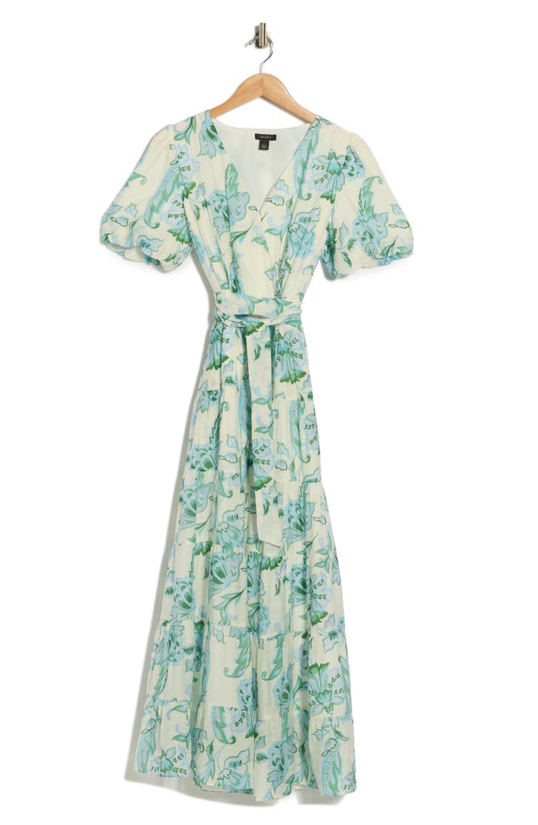 Halogen<sup>®</sup> Floral Puff Sleeve Tiered Maxi Dress, Alternate, color, Blue Multi