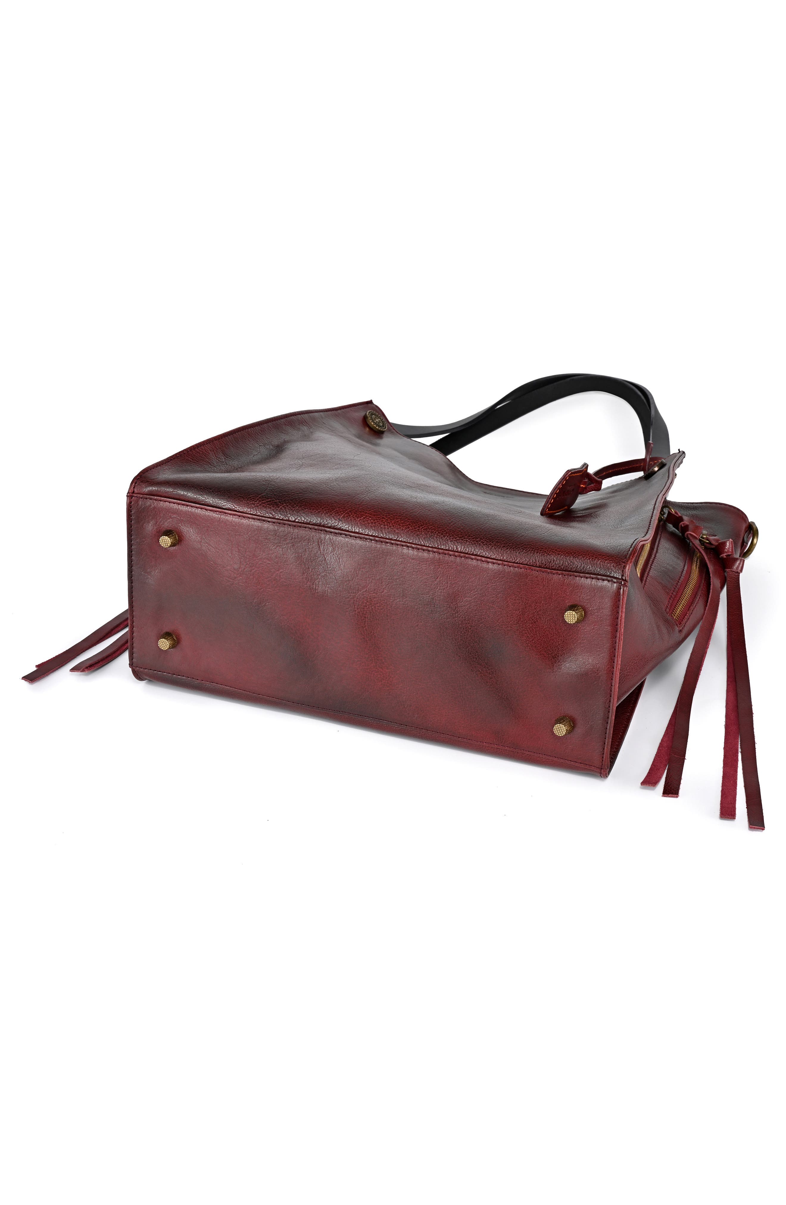Daisy Leather Tote Bag, Alternate, color, rusty red