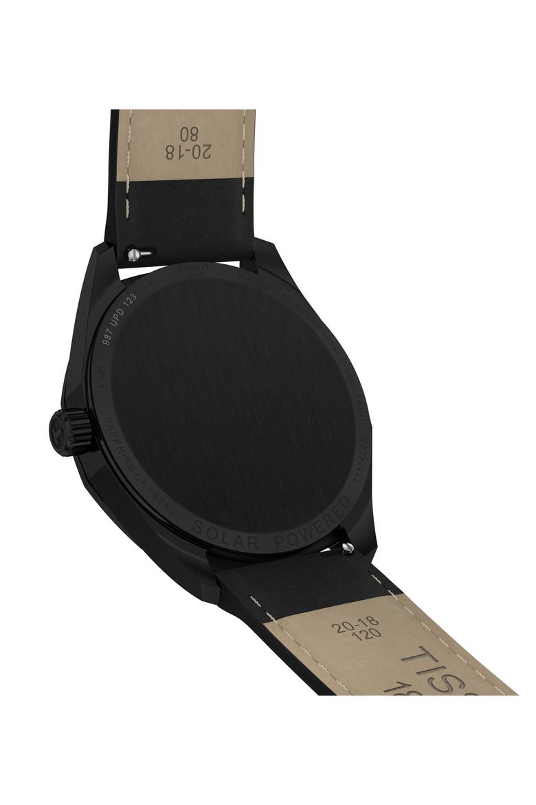 PRC 100 Solar Quartz Leather Strap Watch, 39mm, Alternate, color, BLACK
