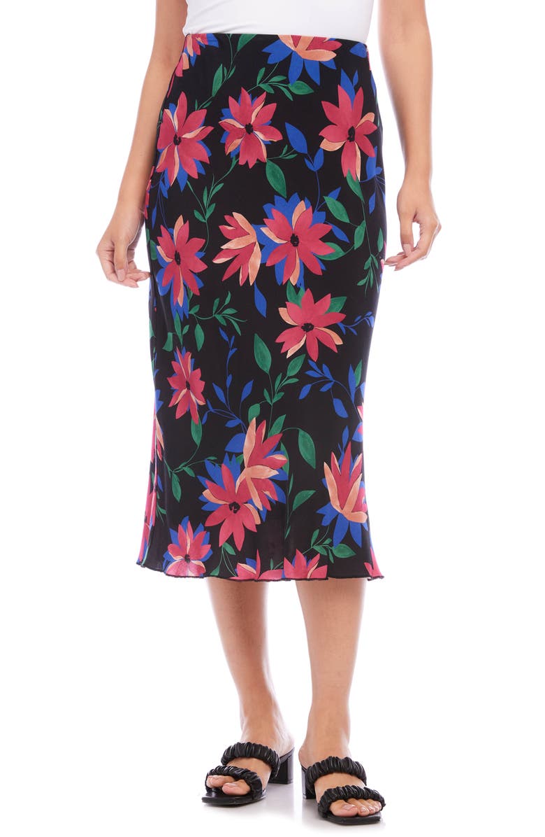 Karen Kane Floral Bias Cut Midi Skirt, Main, color, 