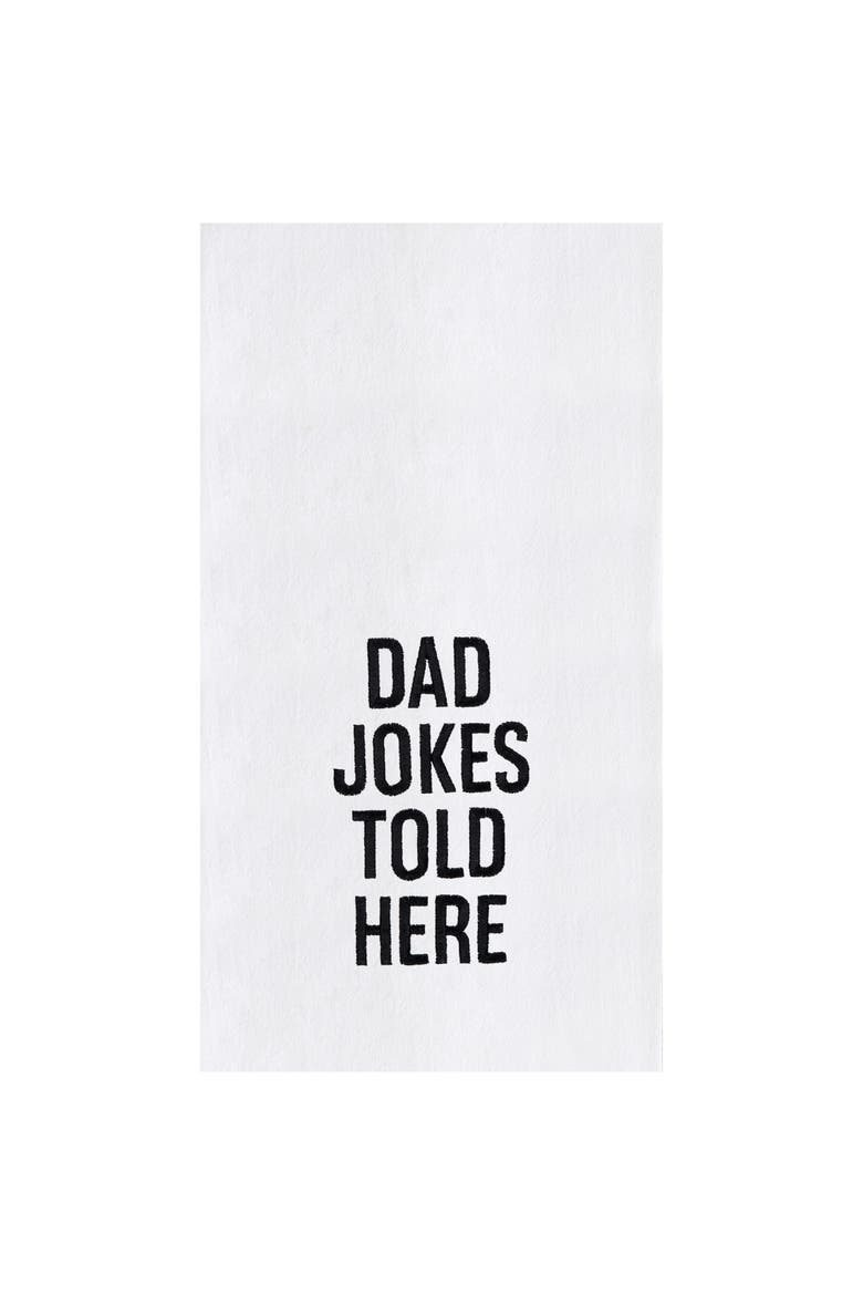 Dad Jokes Told Here Father's Day Kitchen and Bathroom Embroidered Hand Towel, Main, color, Black