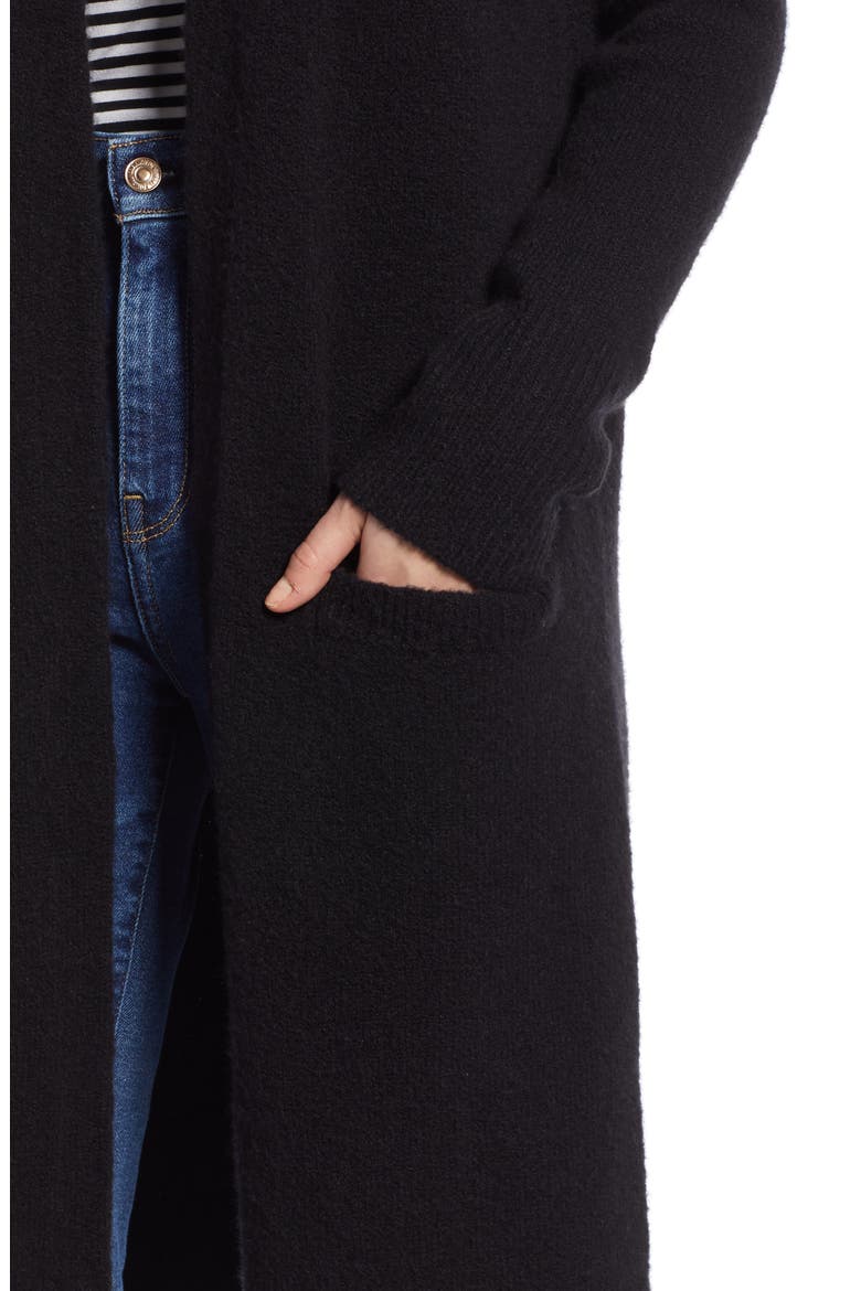 Long Open Front Cardigan, Alternate, color, BLACK