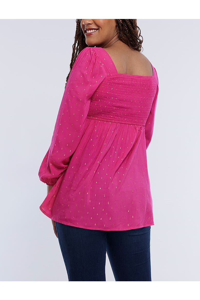Smocked Square Neck Long Sleeve Babydoll Maternity Top, Alternate, color, Carabet