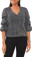 Chaus Metallic Lantern Sleeve Top