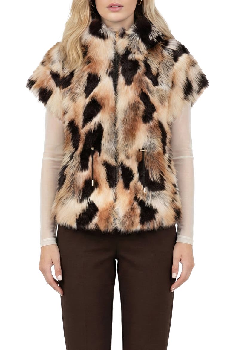 Fur-Free Gold Fox (Faux Fur) Reversible Hooded Vest, Main, color, GOLD/BLACK