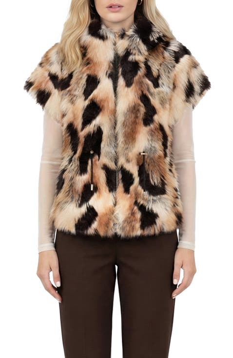 Fur-Free Gold Fox (Faux Fur) Reversible Hooded Vest