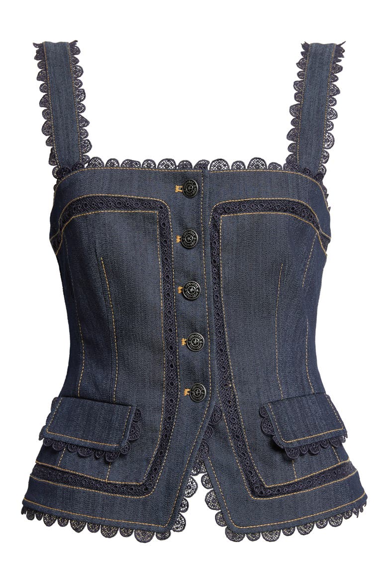 Myra Lace Denim Corset Top, Alternate, color, INDIGO