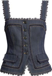 Cinq à Sept Myra Lace Denim Corset Top