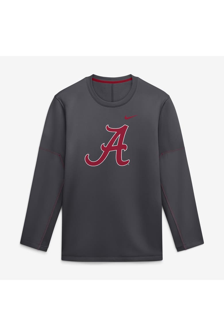 Men's Nike Anthracite Alabama Crimson Tide 2026 Sideline Coaches Therma-FIT Long Sleeve Top, Main, color, Anthracite