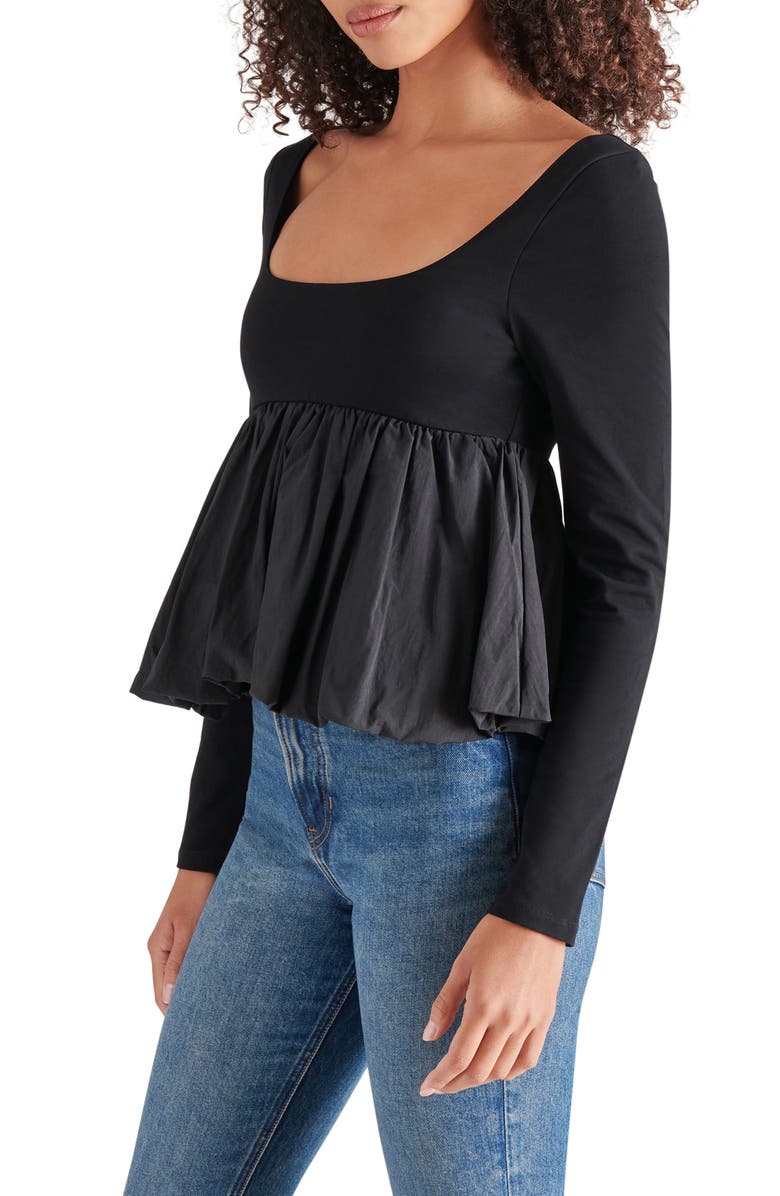 Steve Madden Avielle Bubble Hem Top, Alternate, color, Black