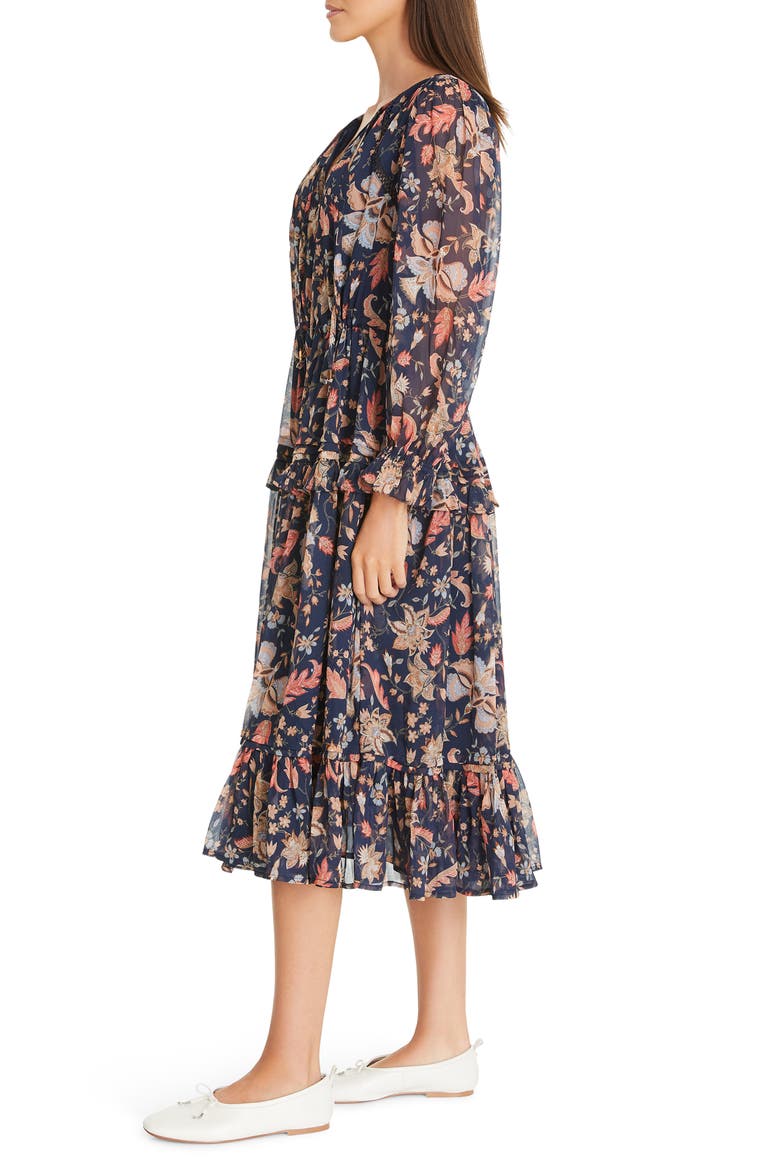 Clarice Floral Print Long Sleeve Midi Dress, Alternate, color, NAVY-NEW BLOOM