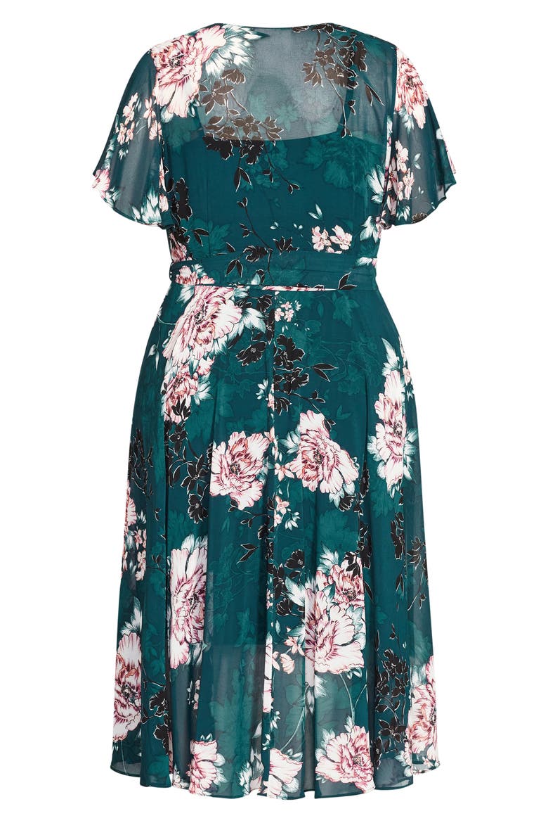 Blossom Wrap Dress, Alternate, color, JADE BLOSSOM
