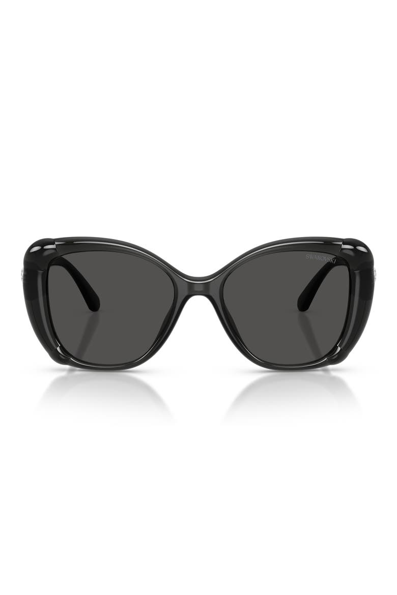 53mm Butterfly Sunglasses, Main, color, DARK GREY / DARK GREY