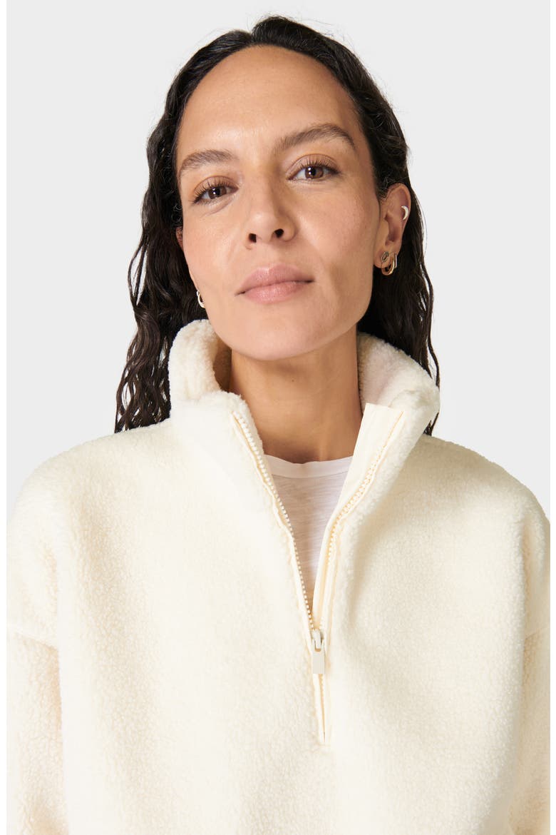 Oversize Fleece Half Zip Top, Alternate, color, STUDIO WHI