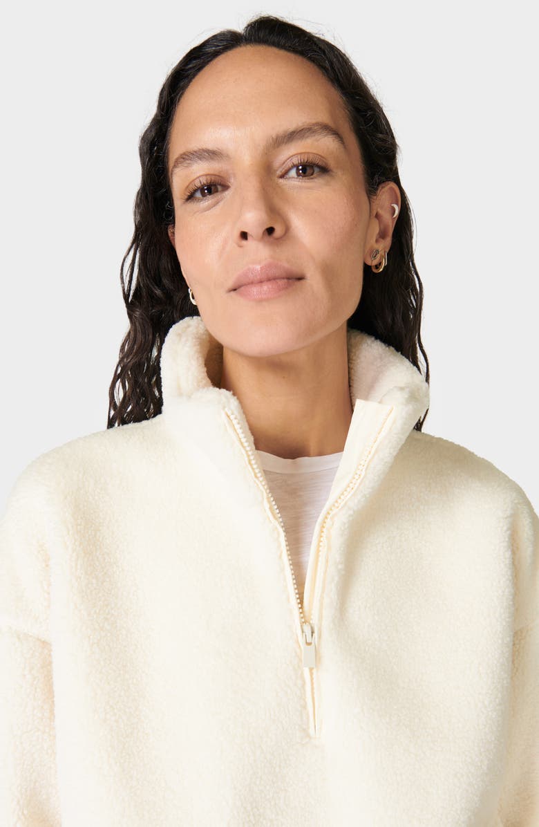 Sweaty Betty Oversize Fleece Half Zip Top, Alternate, color, Studio Whi