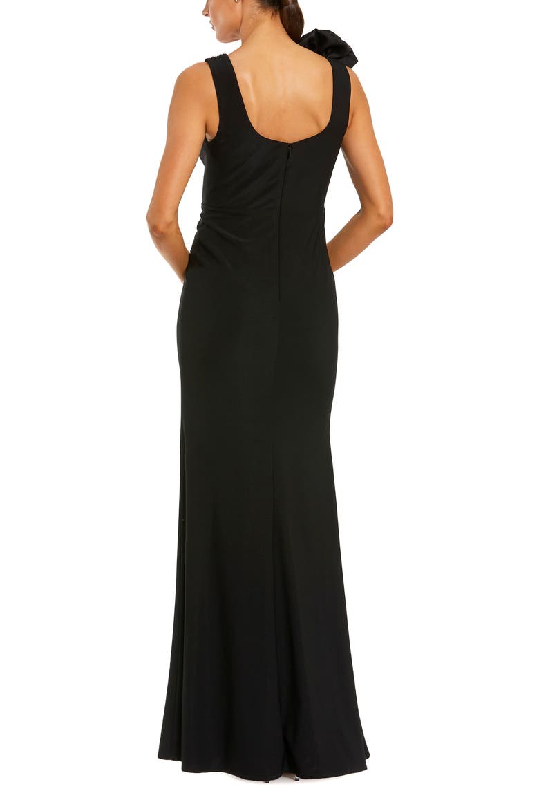 Beaded Scoop Neck Jersey Gown With 3D Flower, Alternate, color, Black
